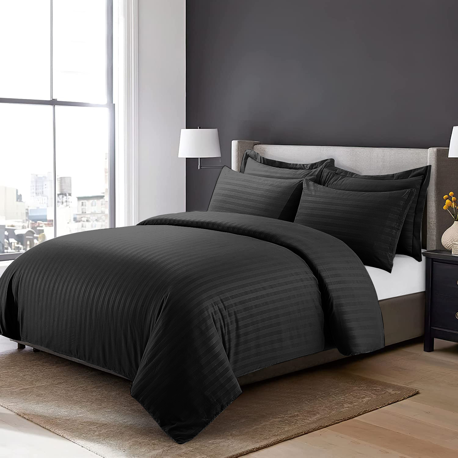 Black Stripe Duvet Cover Set