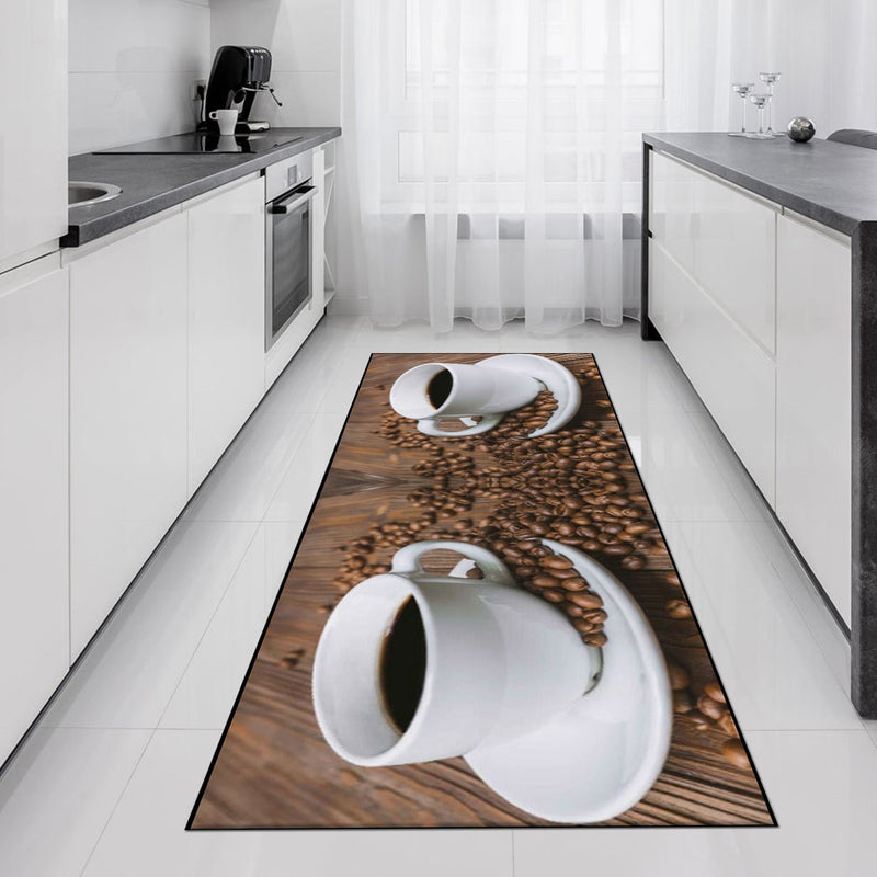 Kitchen Runner Mat Washable Kitchen Floor Rug 3D Coffee Printed