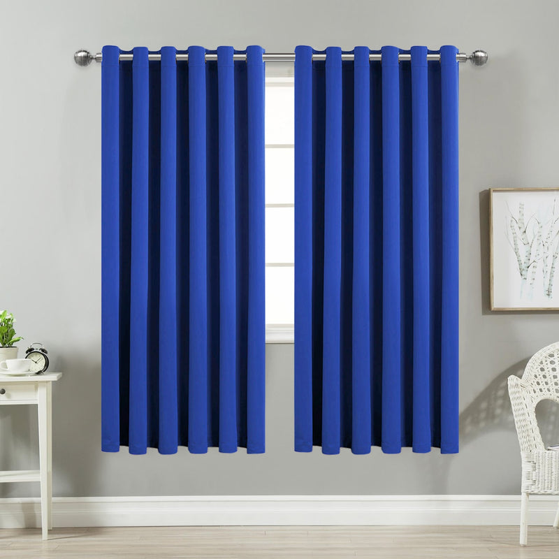 Window Curtains Blue Blackout Eyelet