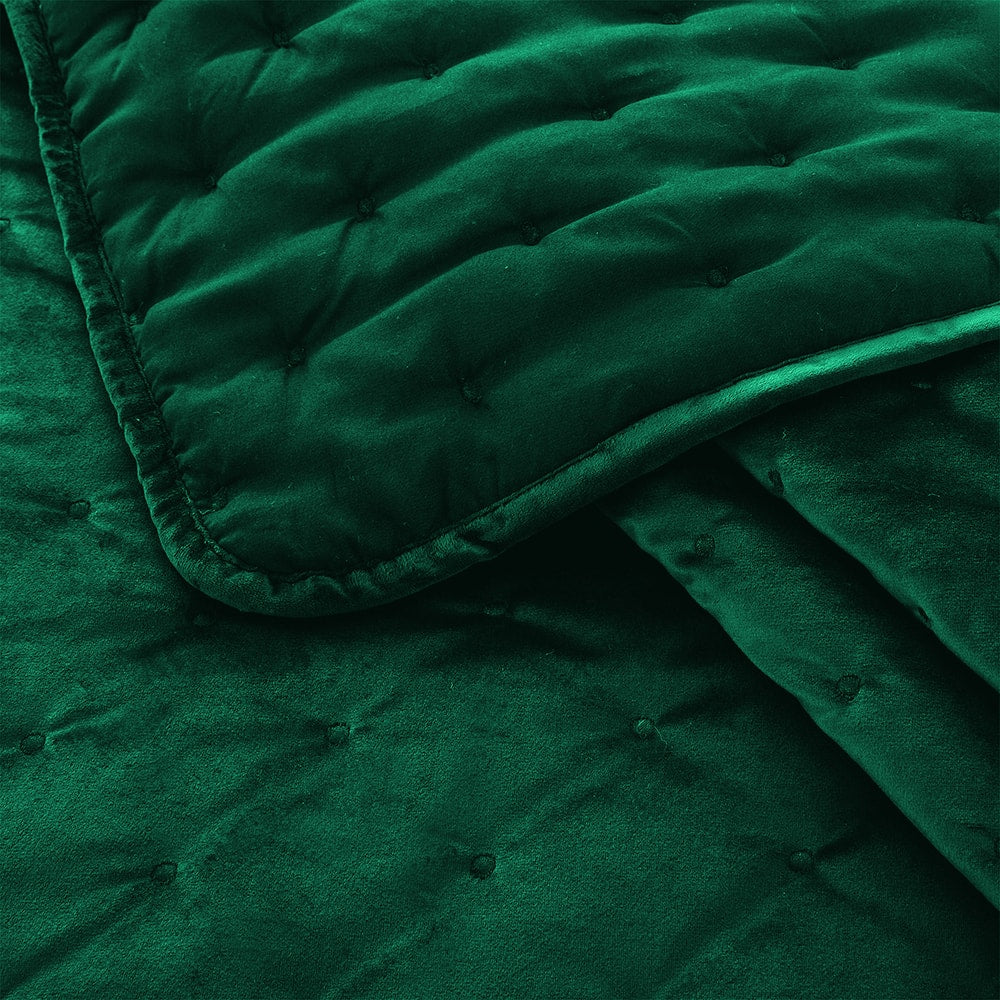 Green Bedding Crushed Velvet Bedspread Set