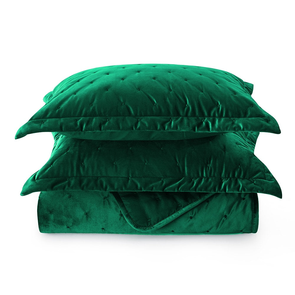 Green Bedding Crushed Velvet Bedspread Set