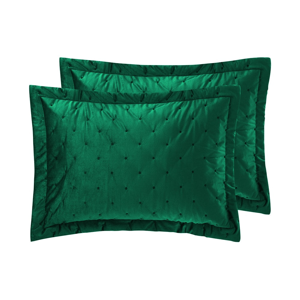 Green Bedding Crushed Velvet Bedspread Set