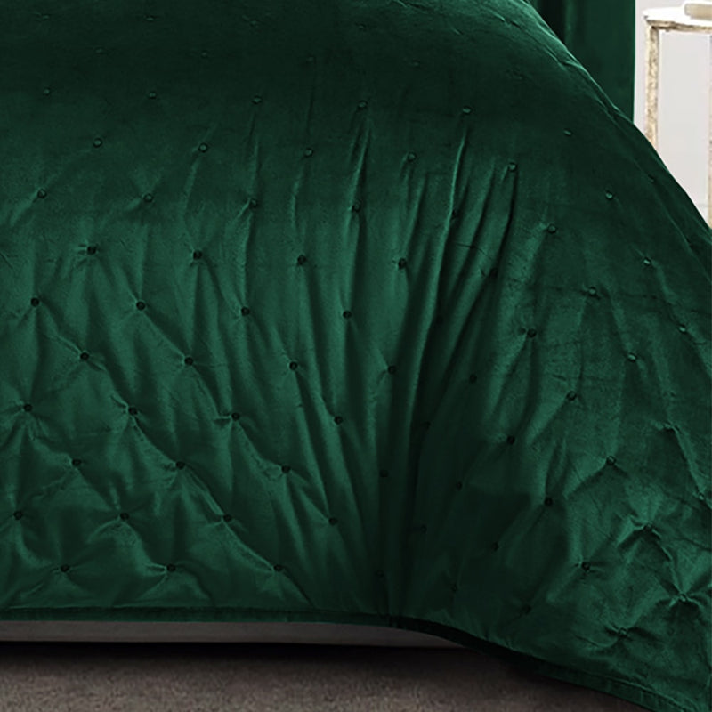 Green Velvet Bedspread Matching Set