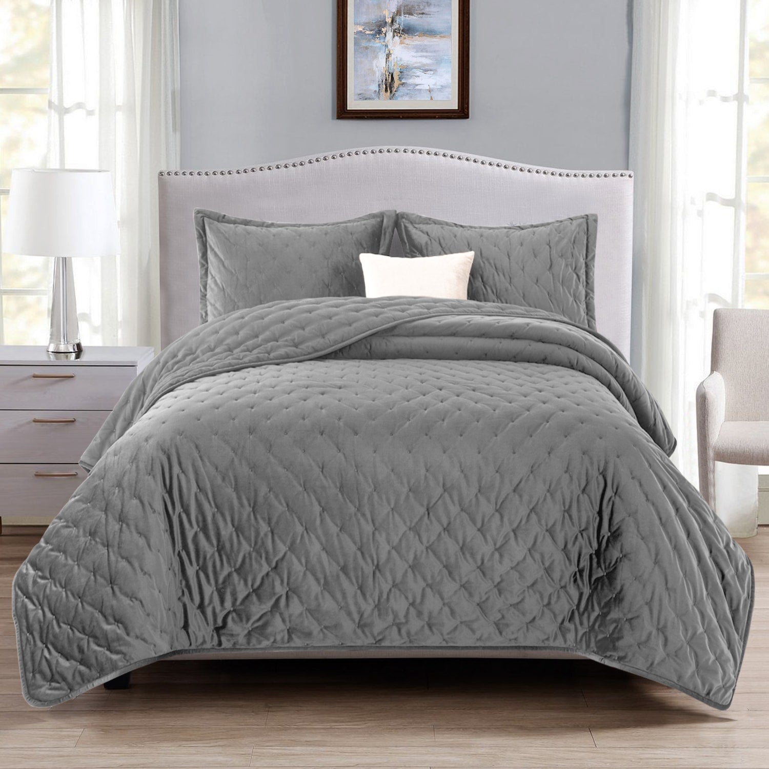 grey bedspread