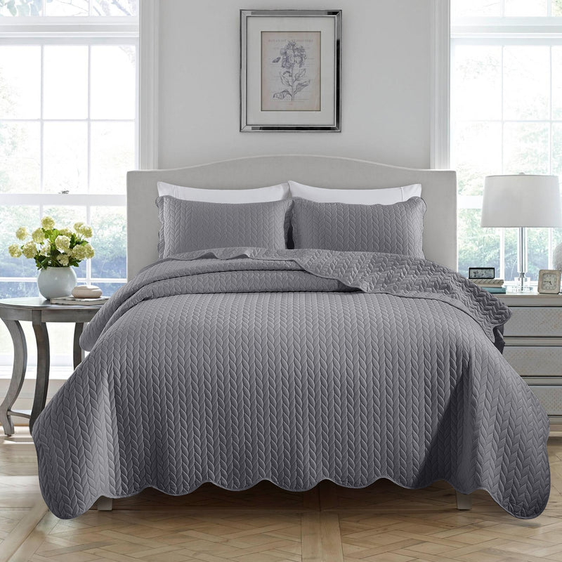 Grey Quilted Bedspread 