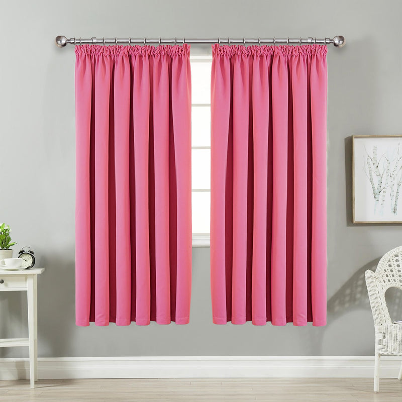 Curtains For Big Windows Thermal Blackout Pencil Pleat Pink