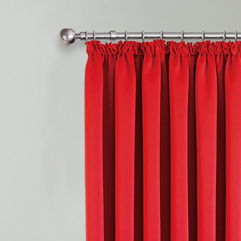 Thermal Blackout Curtains Red Pencil Pleat For Window