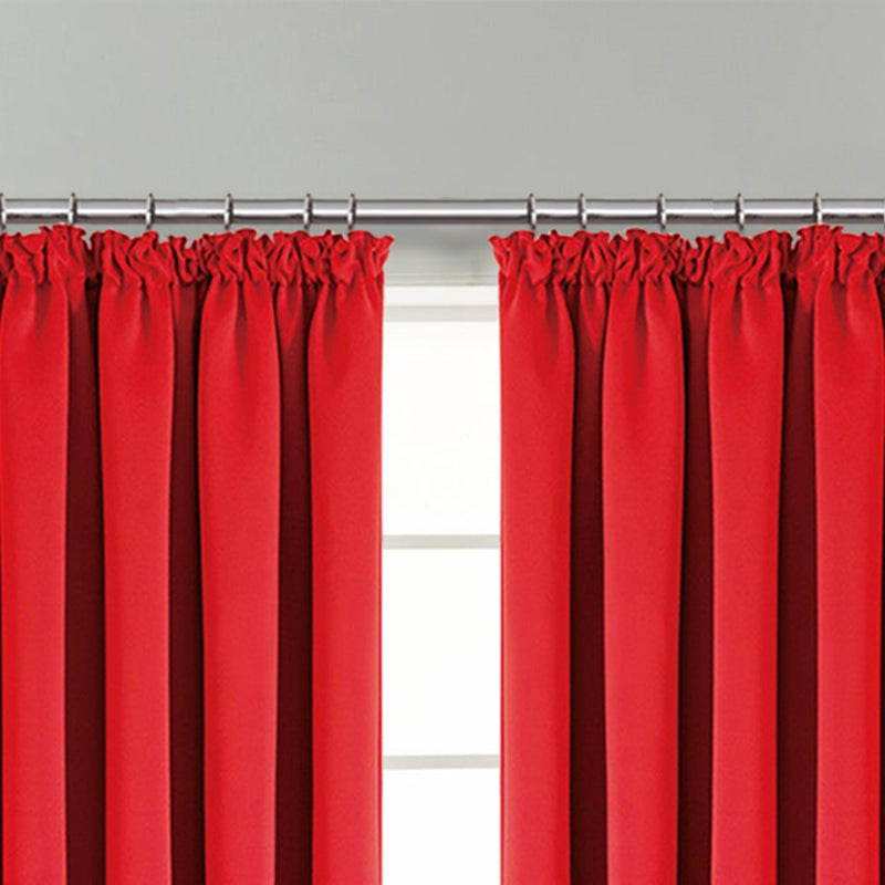 Thermal Blackout Curtains Red Pencil Pleat For Window