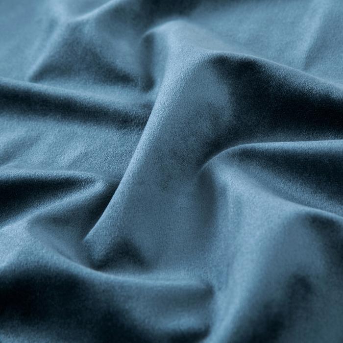 Crushed Velvet Blue Duvet Cover and Eyelet Curtains Matching Set