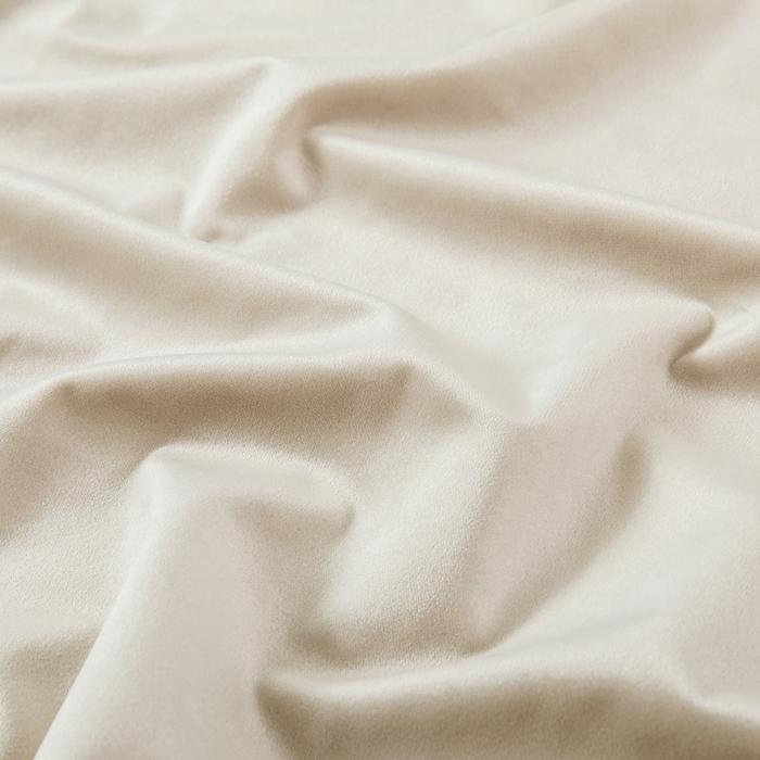 Crushed Velvet Duvet Cover Beige and Eyelet Curtains Matching Set