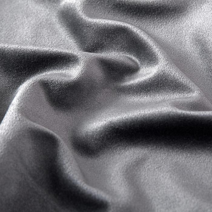 Crushed Velvet Charcoal Duvet Cover and Eyelet Curtains Matching Set