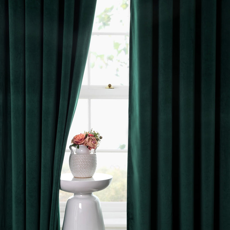 Emerald Green Curtains Crushed Velvet Window Curtain