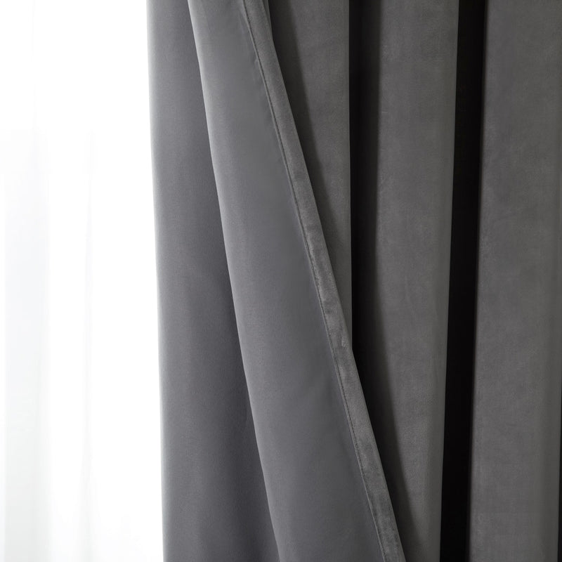 Grey Crushed Velvet Curtains For Room Window