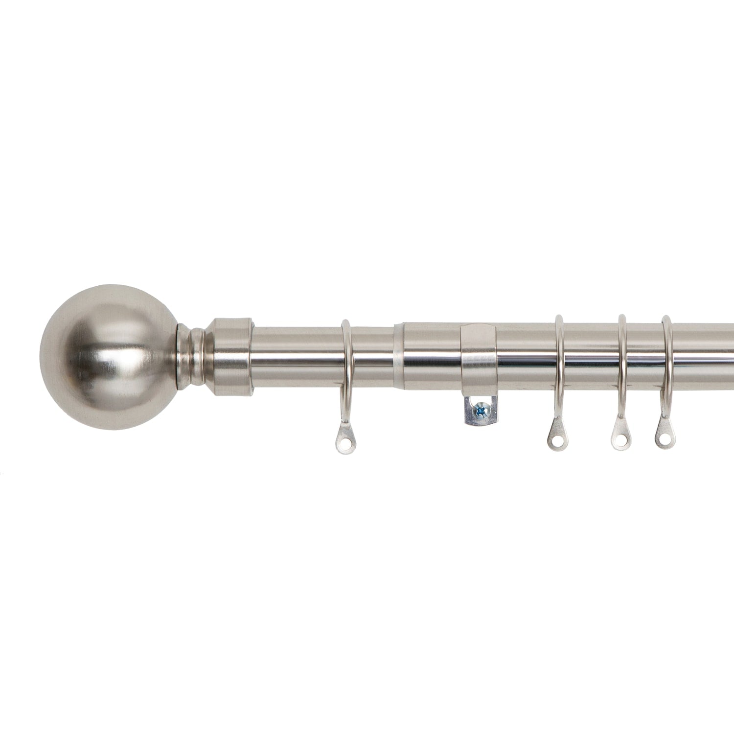 plain ball finials silver curtain pole set