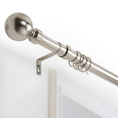 Brushed Silver Curtain Pole & HoldBacks
